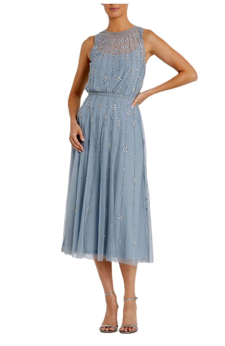 Mac Duggal High Neck Sleeveless Embelished A Line Dress, Main, color, Powder Blue