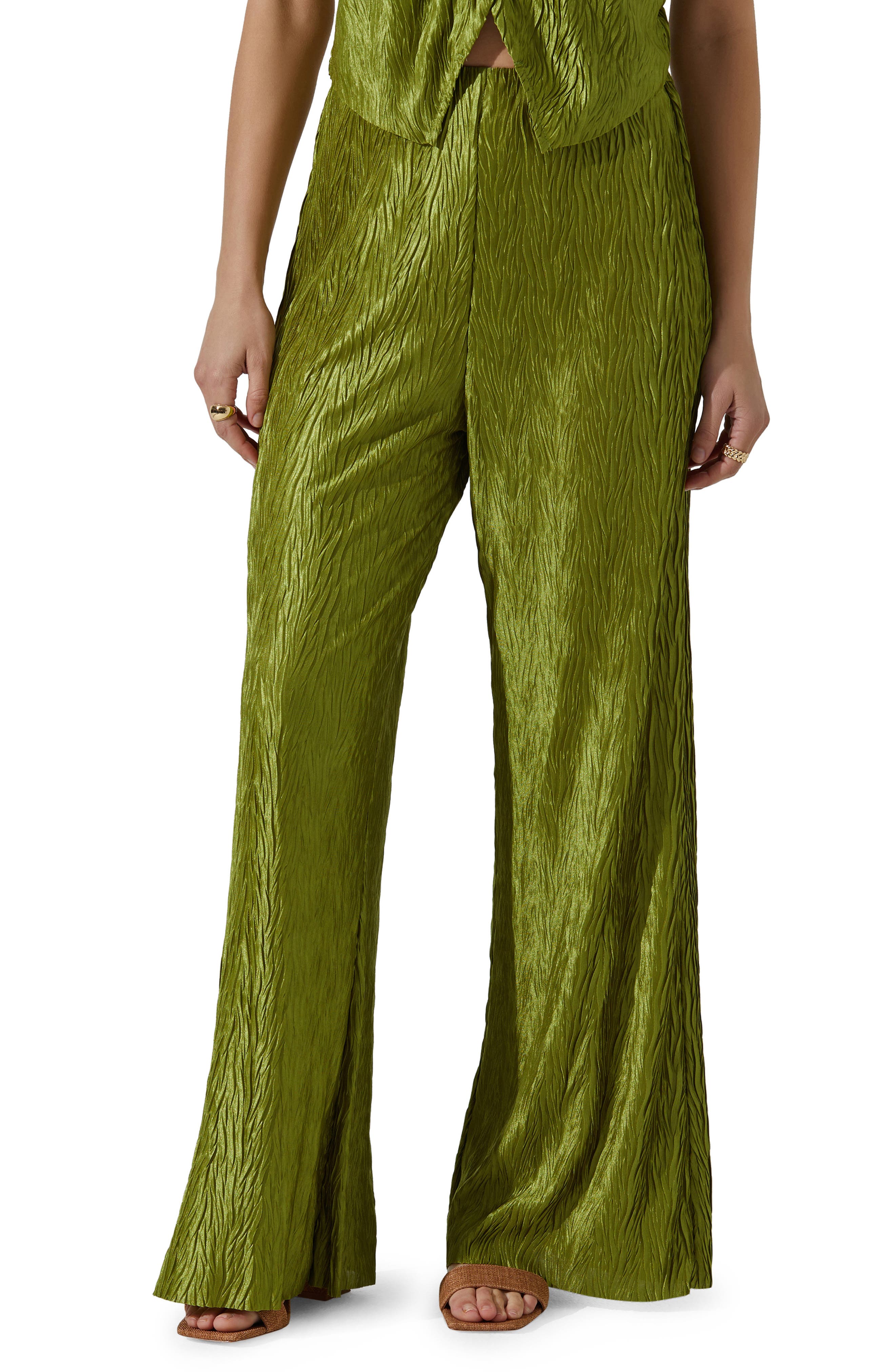 Plissé Wide Leg Pants