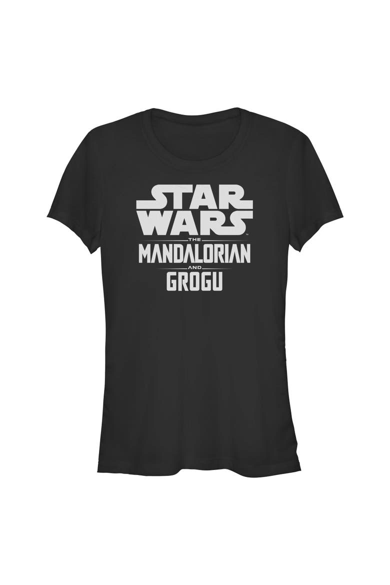 Junior's Star Wars The Mandalorian and Grogu Official Bold Logo  Graphic T-Shirt, Main, color, Black