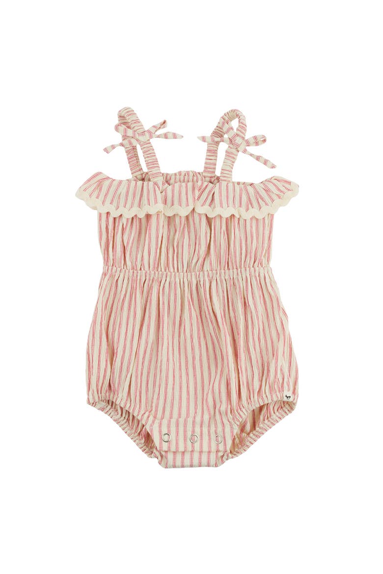 Stripe Harriet Romper, Main, color, Red Cherry