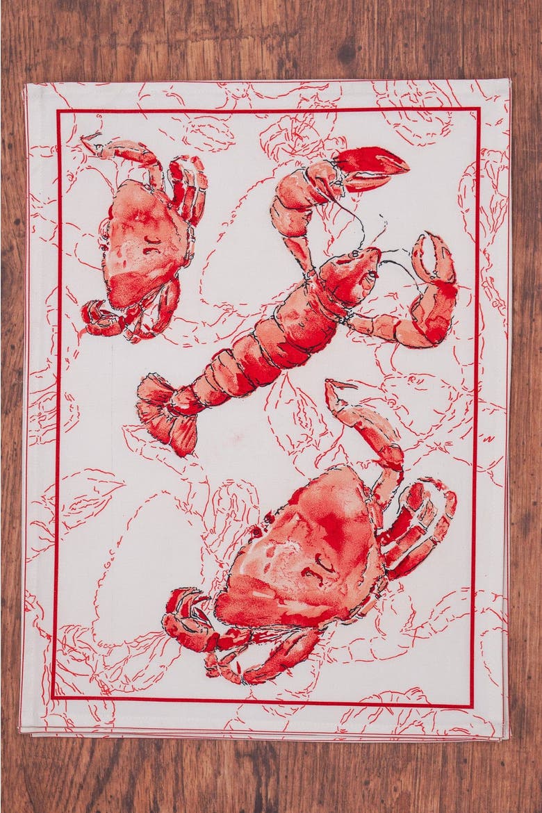 Feeling Crabby Canvas Placemats, Set of 4, Alternate, color, White