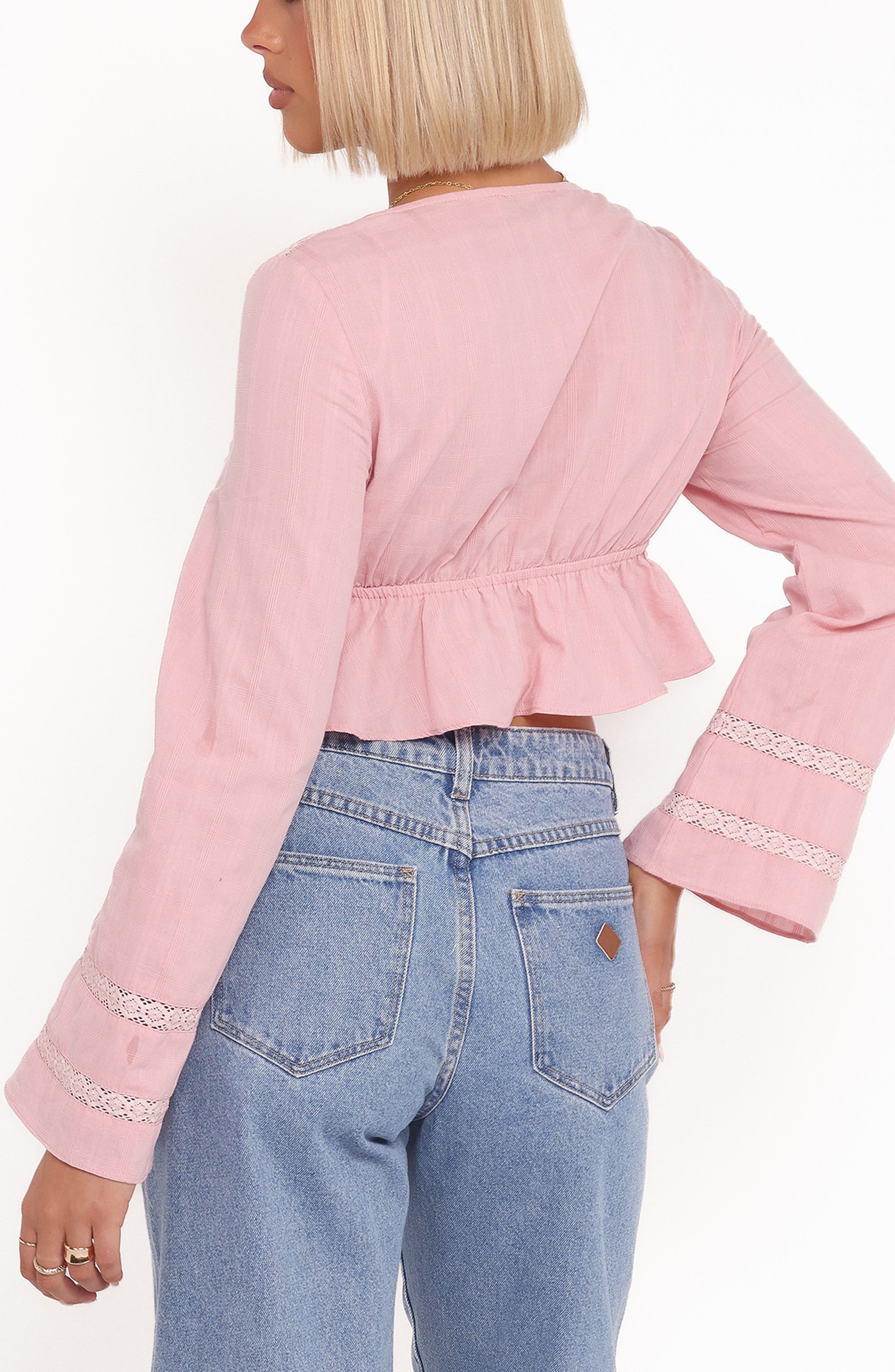 Reed Tie Front Peplum Crop Top - image 4