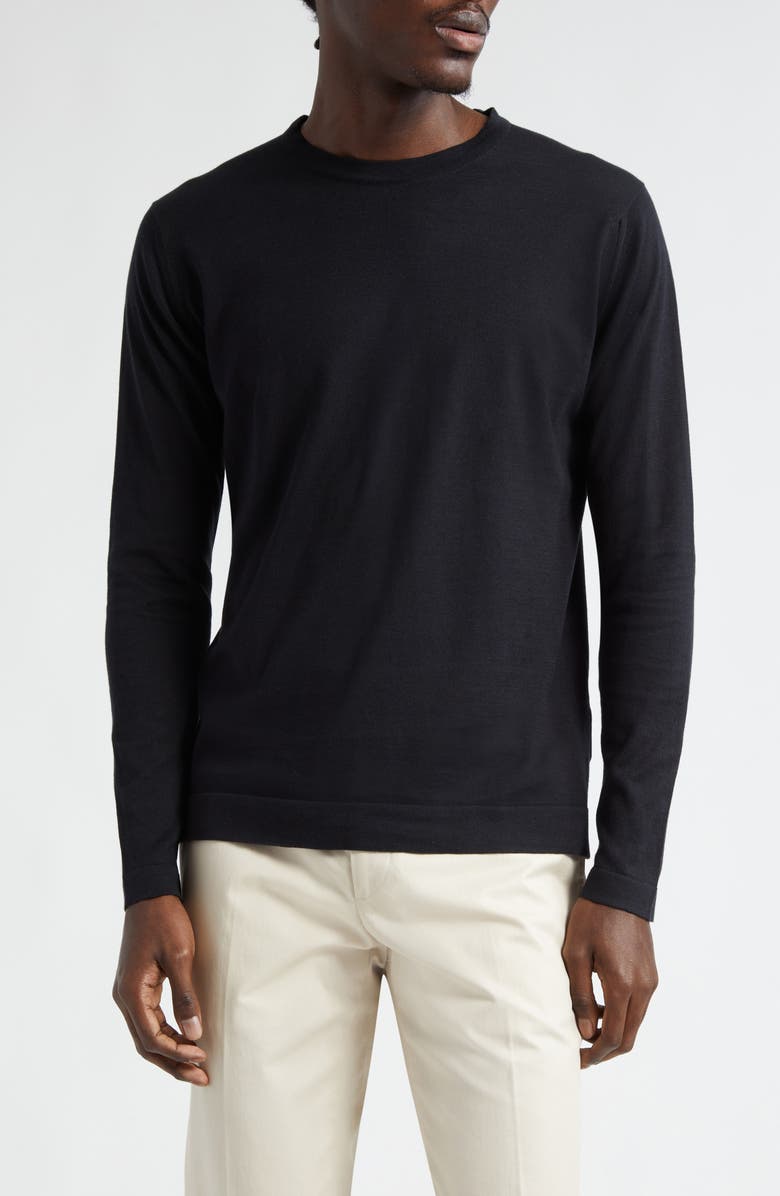 John Smedley Weatherby Cotton Sweater, Main, color, Black