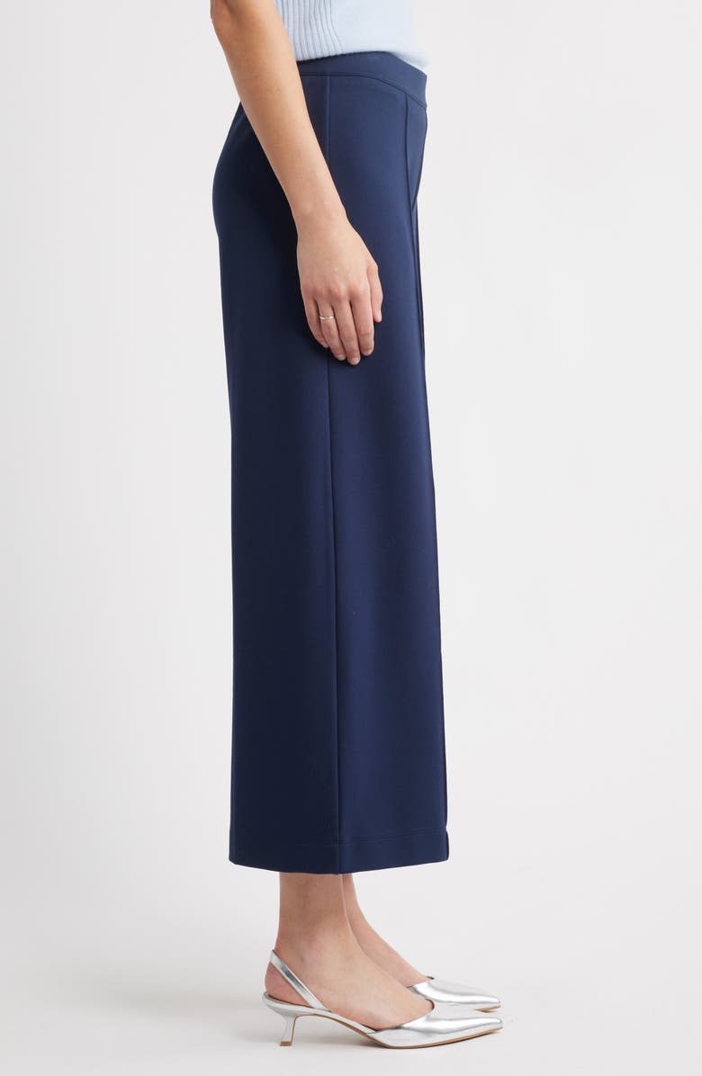 Caslon<sup>®</sup> Wide Leg Crop Ponte Pants, Alternate, color, Navy Still