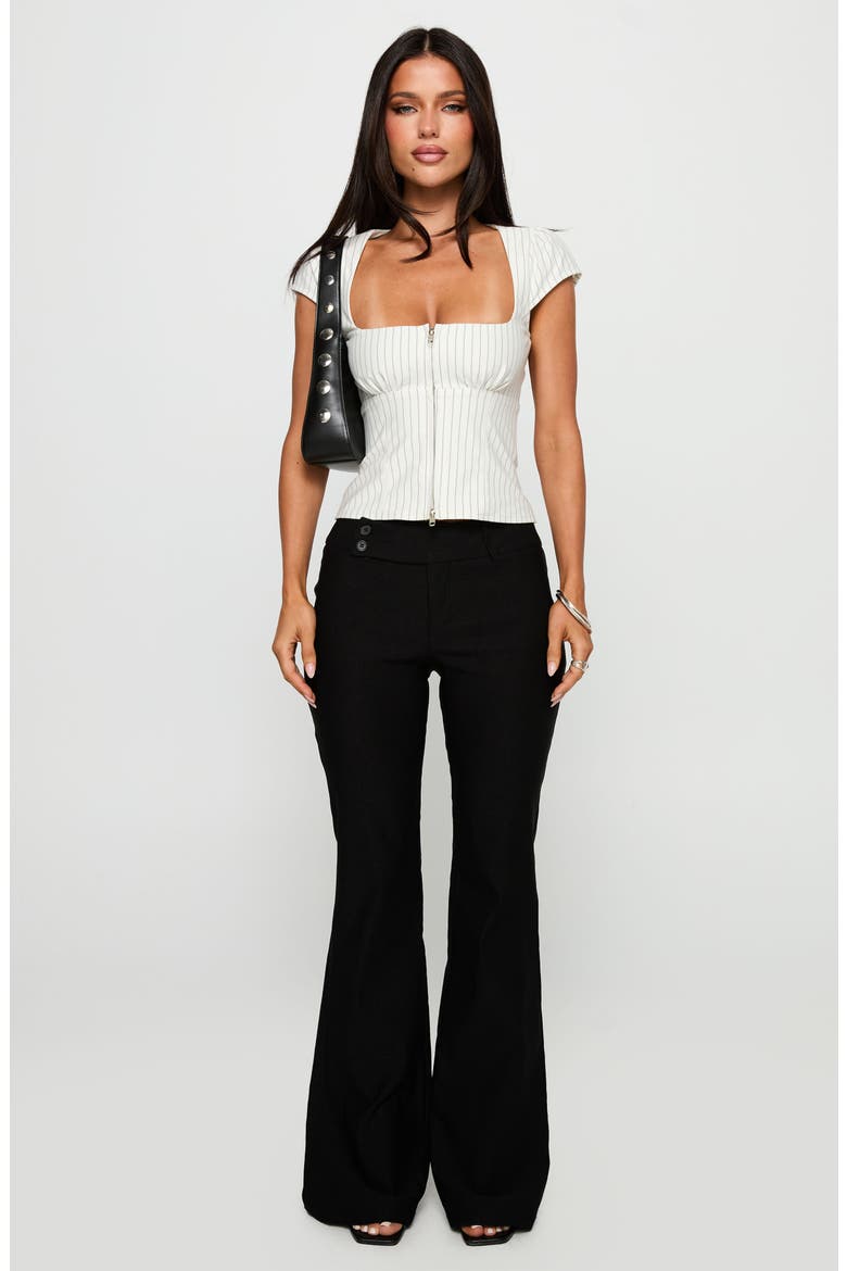 Santa Cruz Pinstripe Fitted Zip Top, Alternate, color, WHITE PINSTRIPE