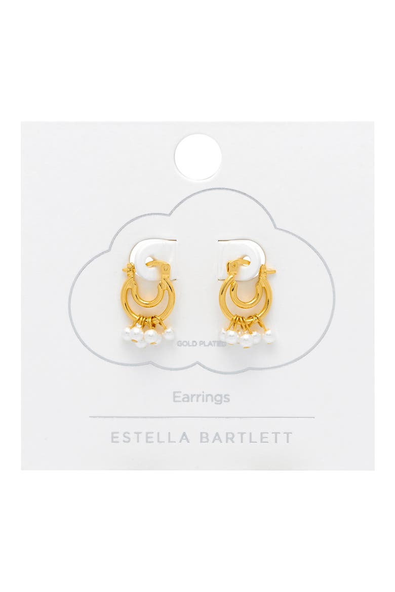 Pearl Drop Double Hoop Earrings, Alternate, color, GOLD