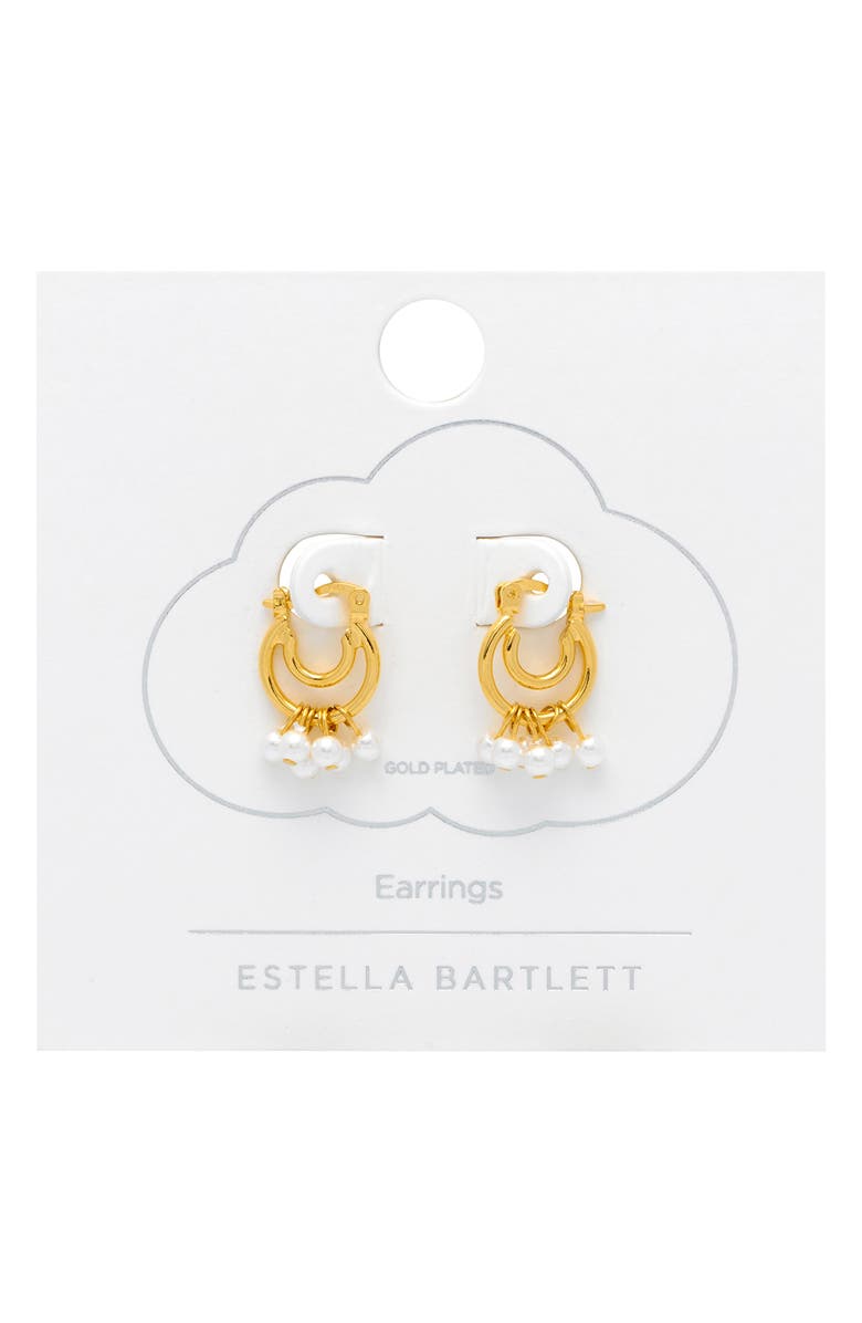 Estella Bartlett Pearl Drop Double Hoop Earrings, Alternate, color, Gold