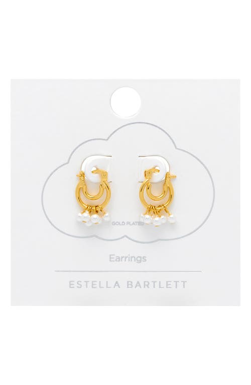 Estella Bartlett Pearl Drop Double Hoop Earrings In Gold