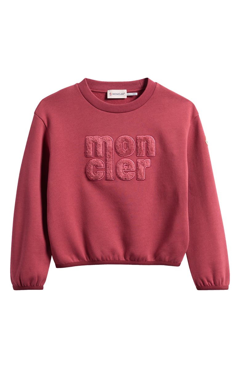 Moncler Kids' Logo Patch Sweatshirt, Main, color, Dark Pink
