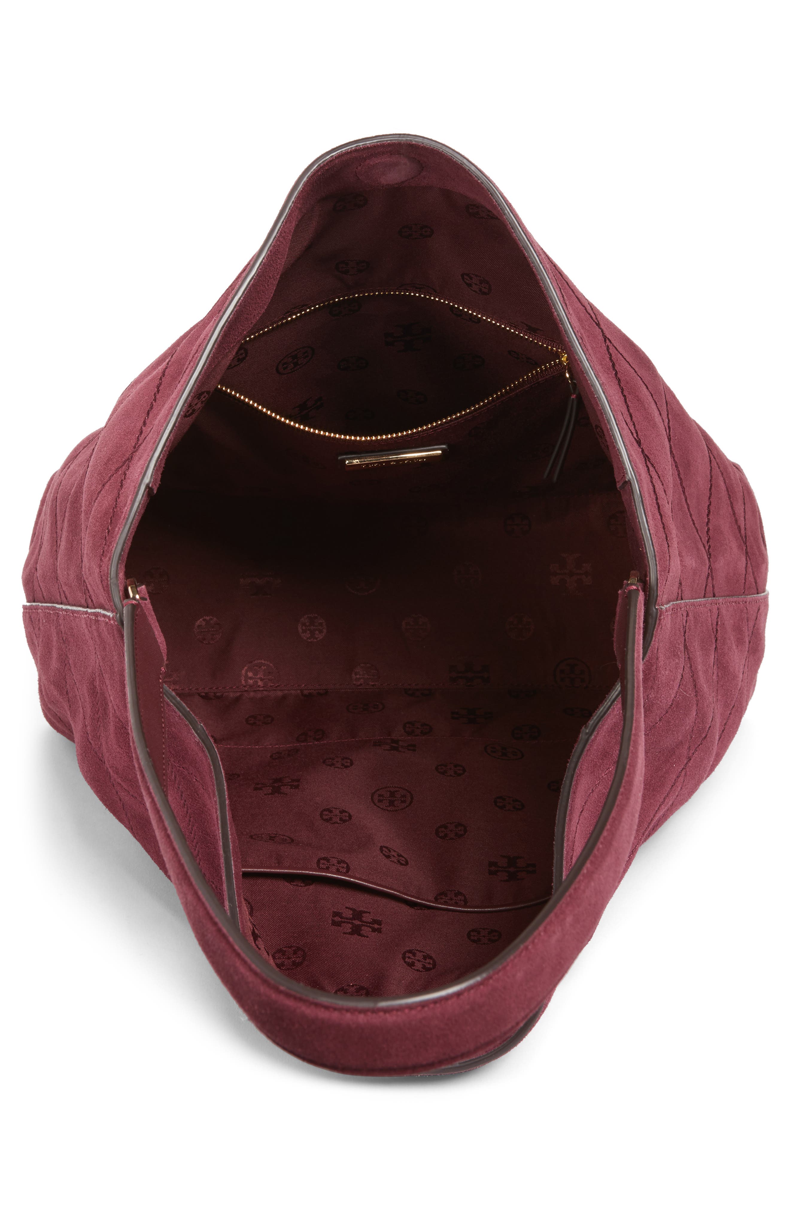 Tory Burch Frida Stitched Suede Hobo, Alternate, color, 