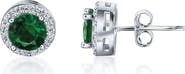 BEST SILVER Sterling Silver Brilliant Cubic Zirconia Halo Round Stud Earrings