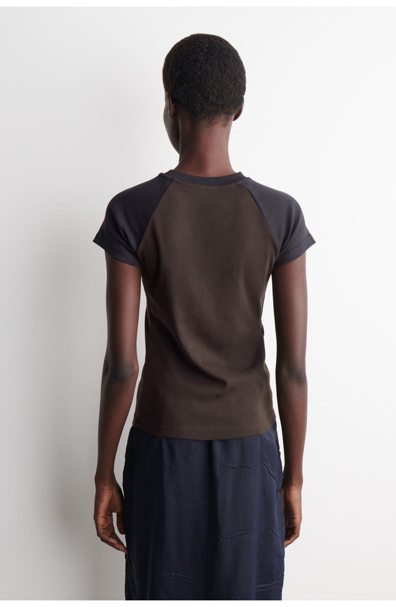 COS Slim Cotton T-Shirt, Alternate, color, Brown / Navy