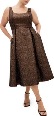 City Chic Rosella Jacquard Fit & Flare Midi Dress