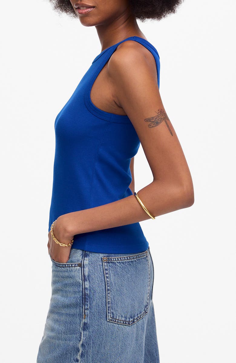 Madewell High Neck Cotton Tank, Alternate, color, Brilliant Sapphire