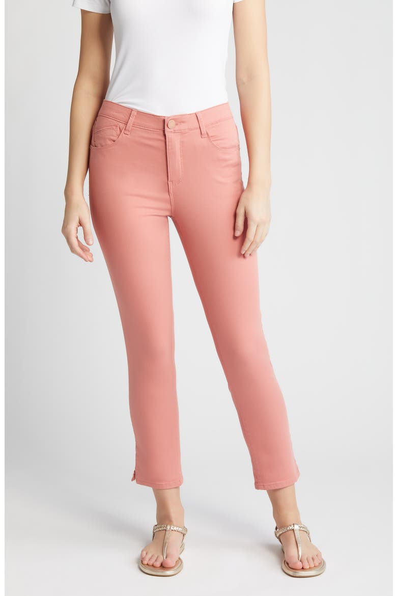 Logan 'Ab'Solution High Waist Ankle Slim Straight Leg Pants, Main, color, DUSTY PAPAYA
