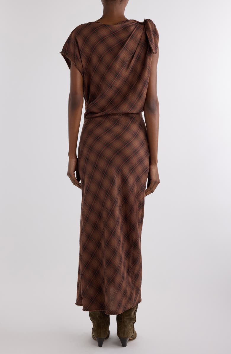 Isabel Marant Étoile Naerys Plaid Cotton Maxi Dress, Alternate, color, Dark Bronze
