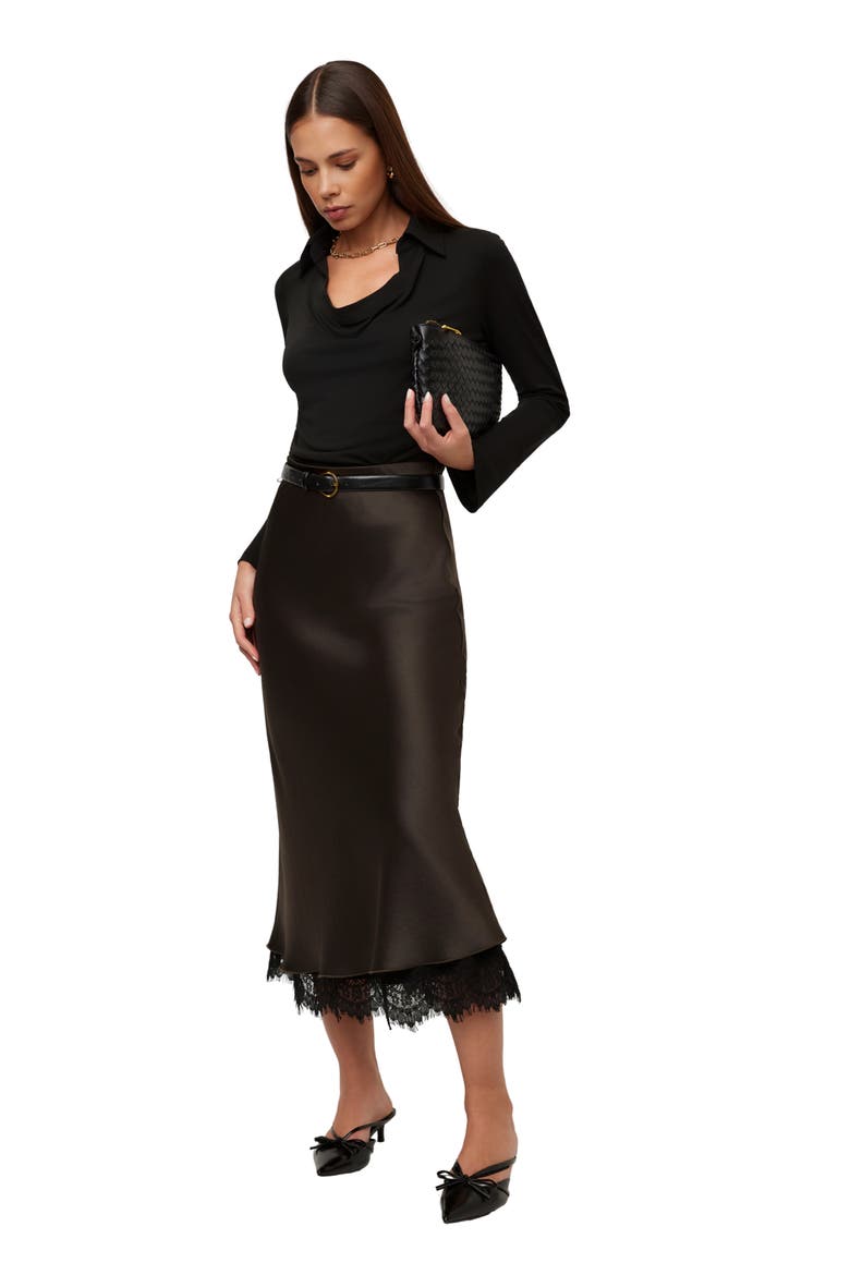 Mia Lace Trimmed Bias Midi Skirt, Alternate, color, ESPRESSO