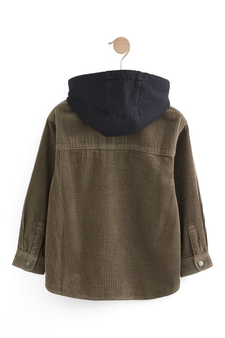 Kids' Hooded Corduroy Snap-Up Shirt Jacket, Alternate, color, GREEN