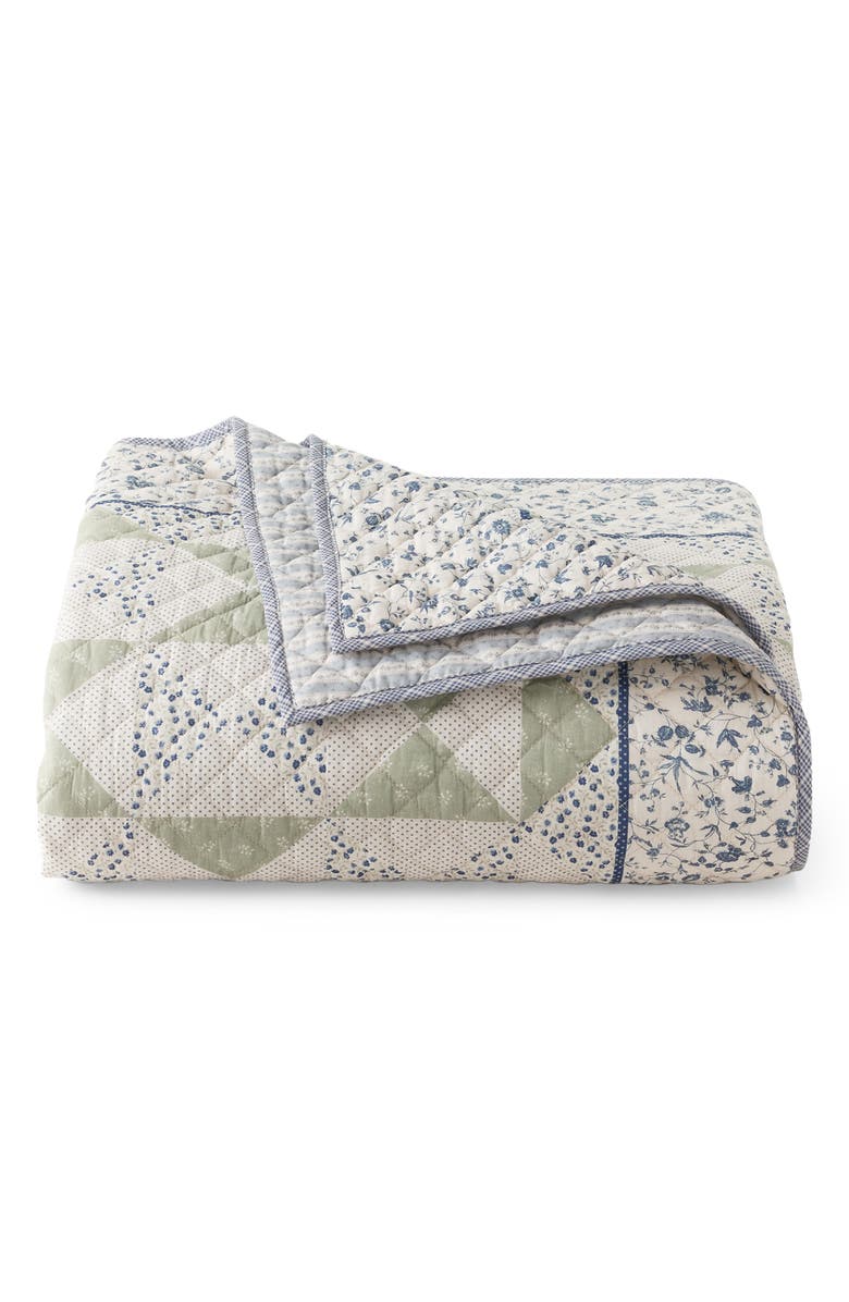 Lauren Ralph Lauren Lidia Geometric & Floral Reversible Cotton Quilt, Alternate, color, Sage Multi