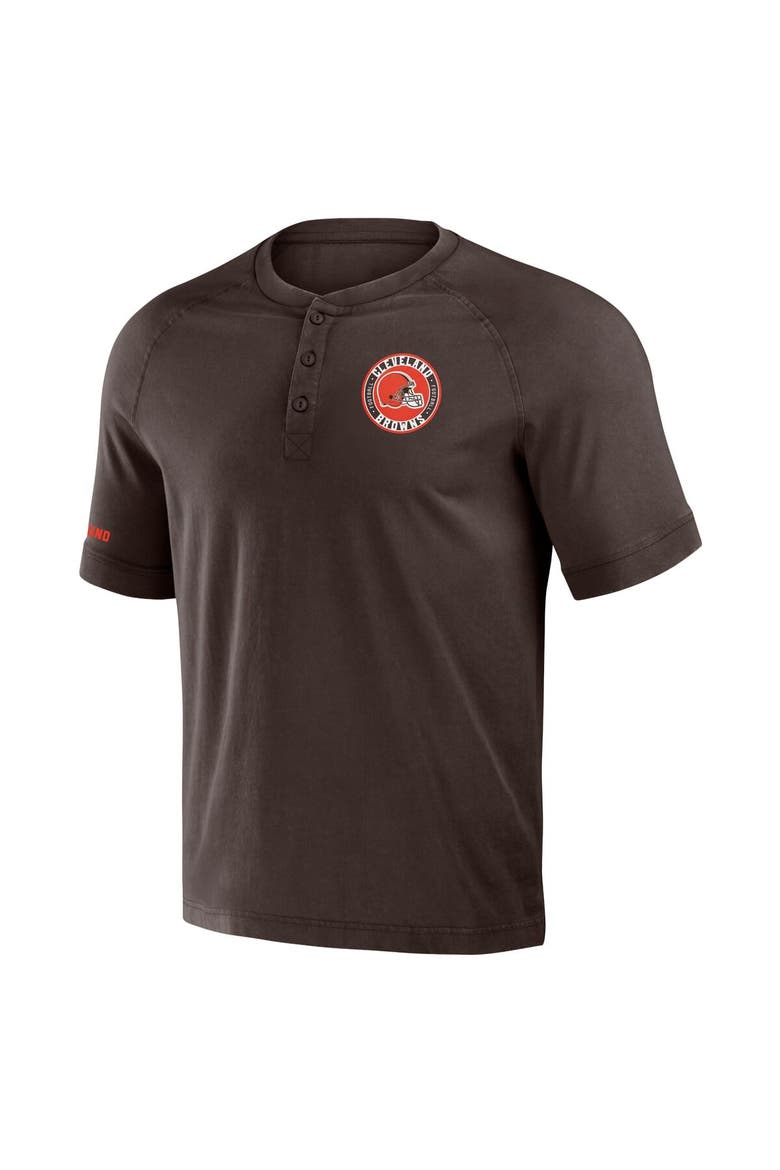 Men's NFL x Darius Rucker Collection by Fanatics Brown Cleveland Browns Washed Raglan Henley T-Shirt, Alternate, color, Brown