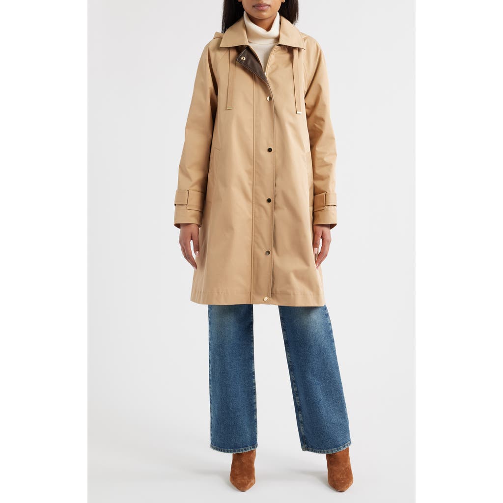 Bernardo Long Rain Coat In Brown