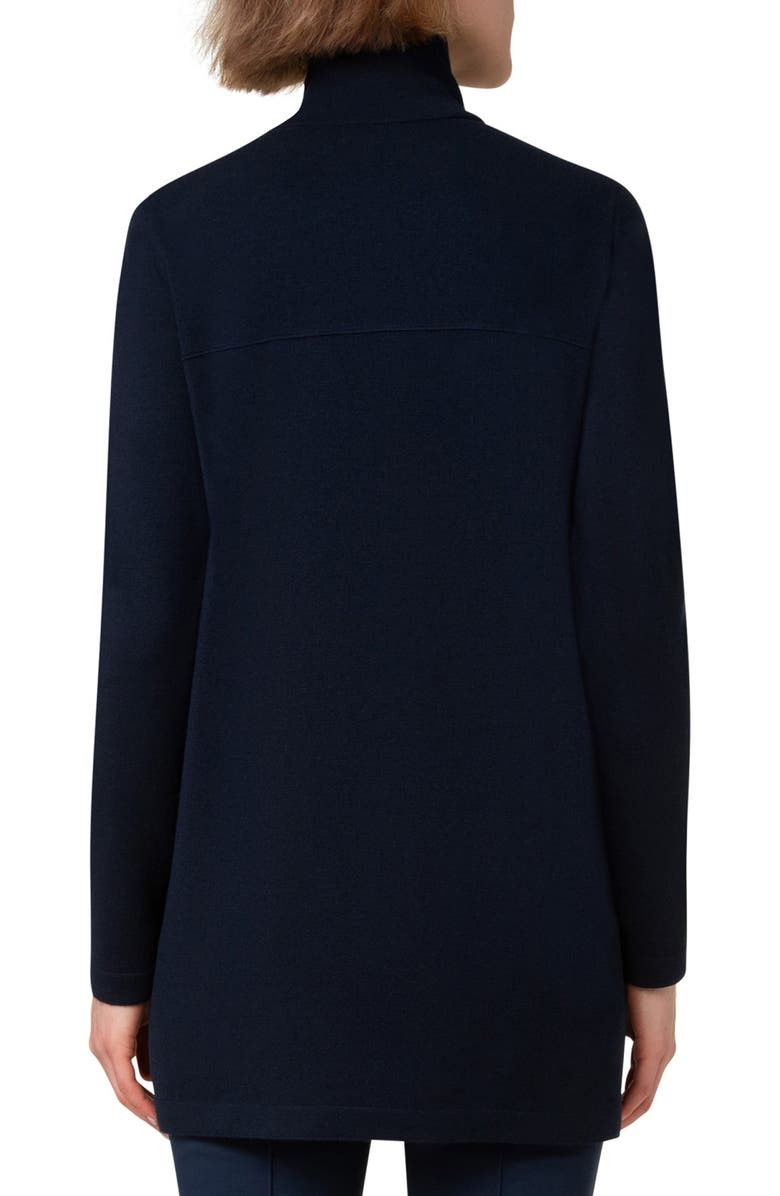 Akris punto Longline Zip Front Stretch Virgin Wool Cardigan, Alternate, color, 