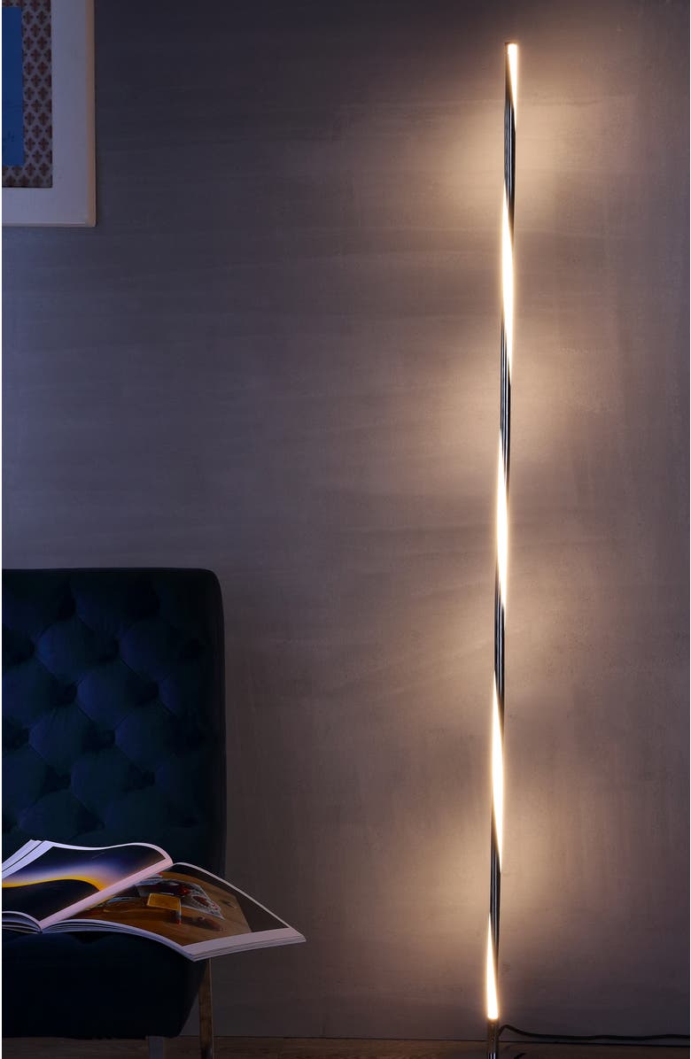 JONATHAN Y Pilar 63.75" LED Integrated Floor Lamp, Alternate, color, Chrome