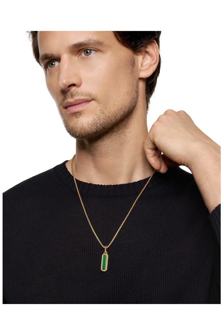 Streamline® Inlay Amulet in 18K Yellow Gold, 30.7mm, Alternate, color, GOLD/ MALACHITE/ ONYX