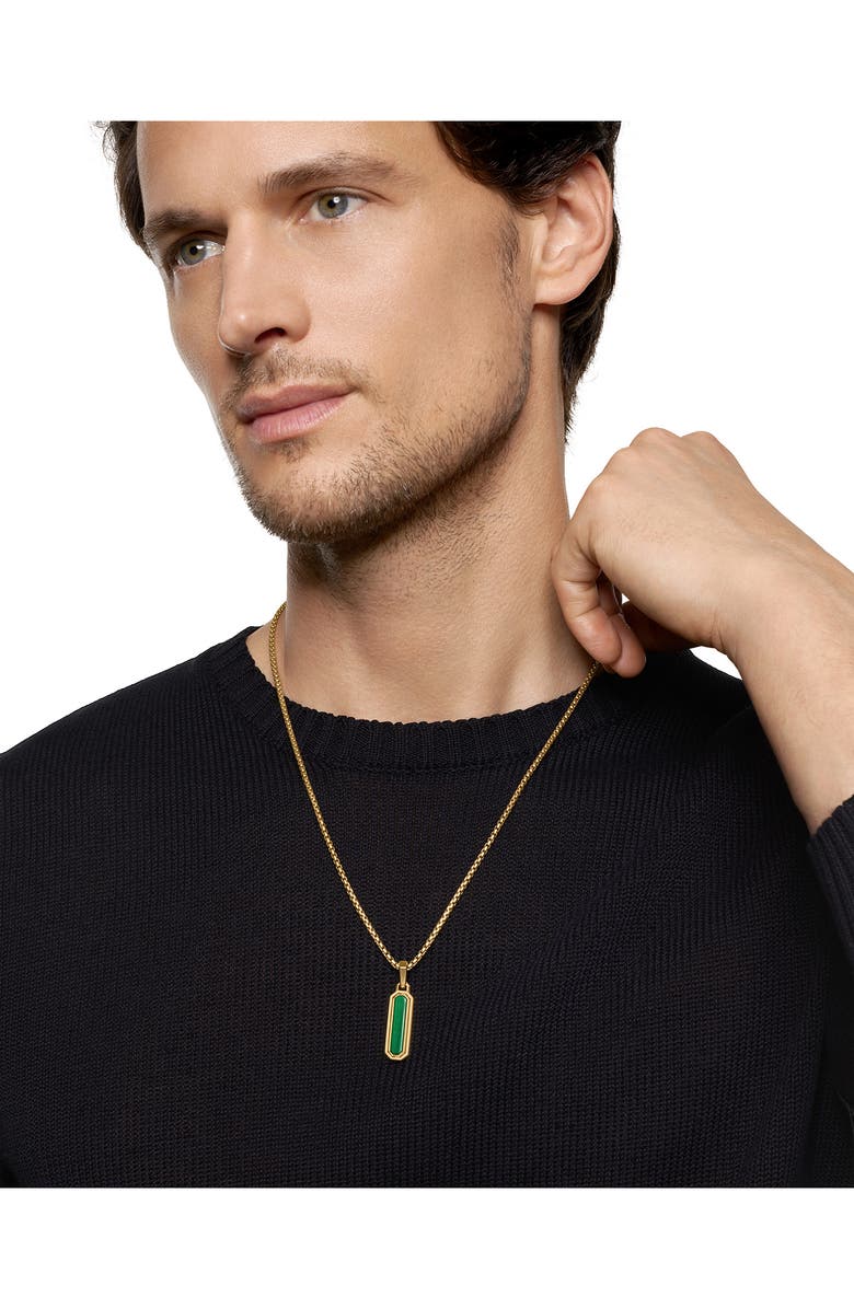 David Yurman Streamline<sup>®</sup> Inlay Amulet in 18K Yellow Gold with Black Onyx & Lapis, 30.7mm, Alternate, color, Gold/ Malachite/ Onyx