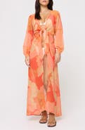 LSPACE Anna Floral Tie Front Maxi Cover-Up Dress