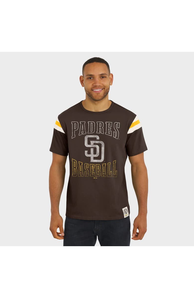 Darius Rucker Collection by Fanatics Men's Darius Rucker Collection by Fanatics Brown San Diego Padres Distressed Sleeve Stripe T-Shirt, Alternate, color, Brown