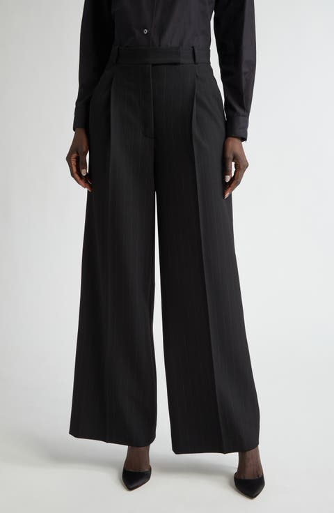 Pinstripe Luxe Suiting Wide Leg Pants