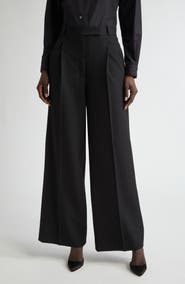 ST. JOHN Pinstripe Luxe Suiting Wide Leg Pants