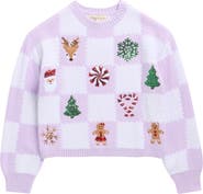 MARGAUX AND LEXI Kids' Check Sequin Sweater