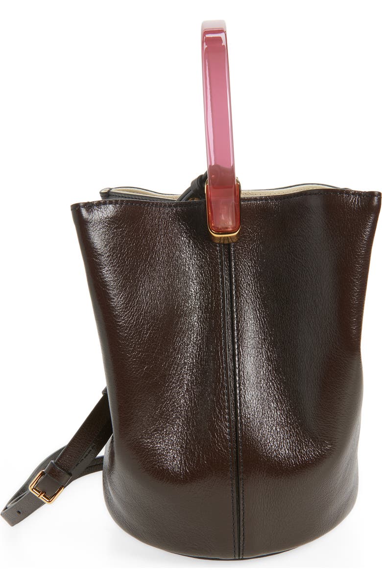 Marni Pannier Top Handle Leather Bucket Bag, Alternate, color, 00M95 Metal Brown