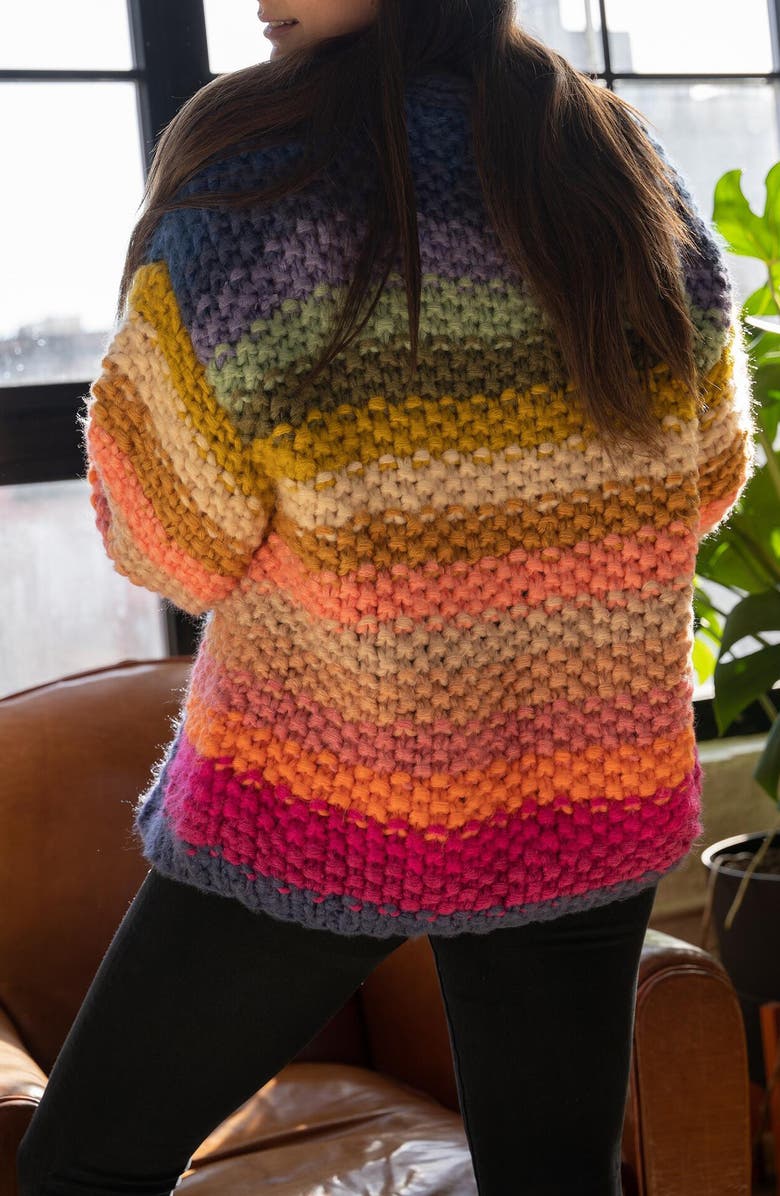 SAACHI Mayflower Stripe Crochet Cardigan, Alternate, color, Bright Multi