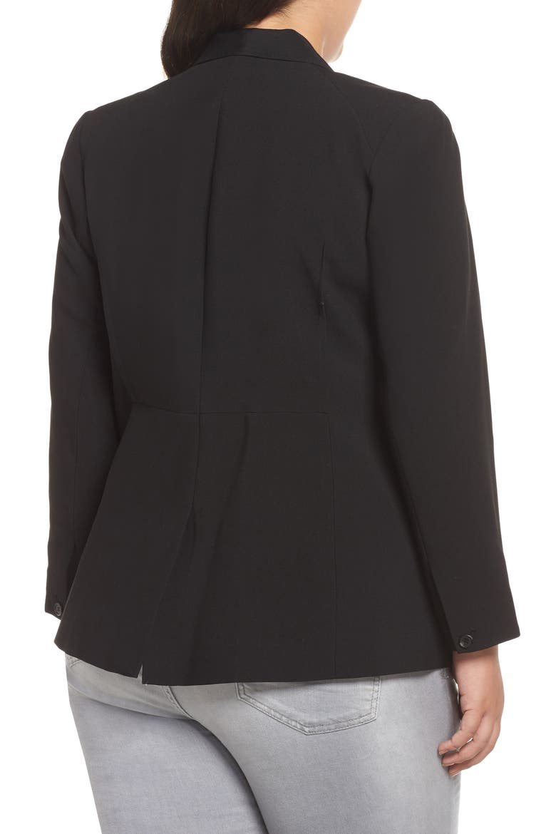 One-Button Stretch Crepe Blazer, Alternate, color, RICH BLACK