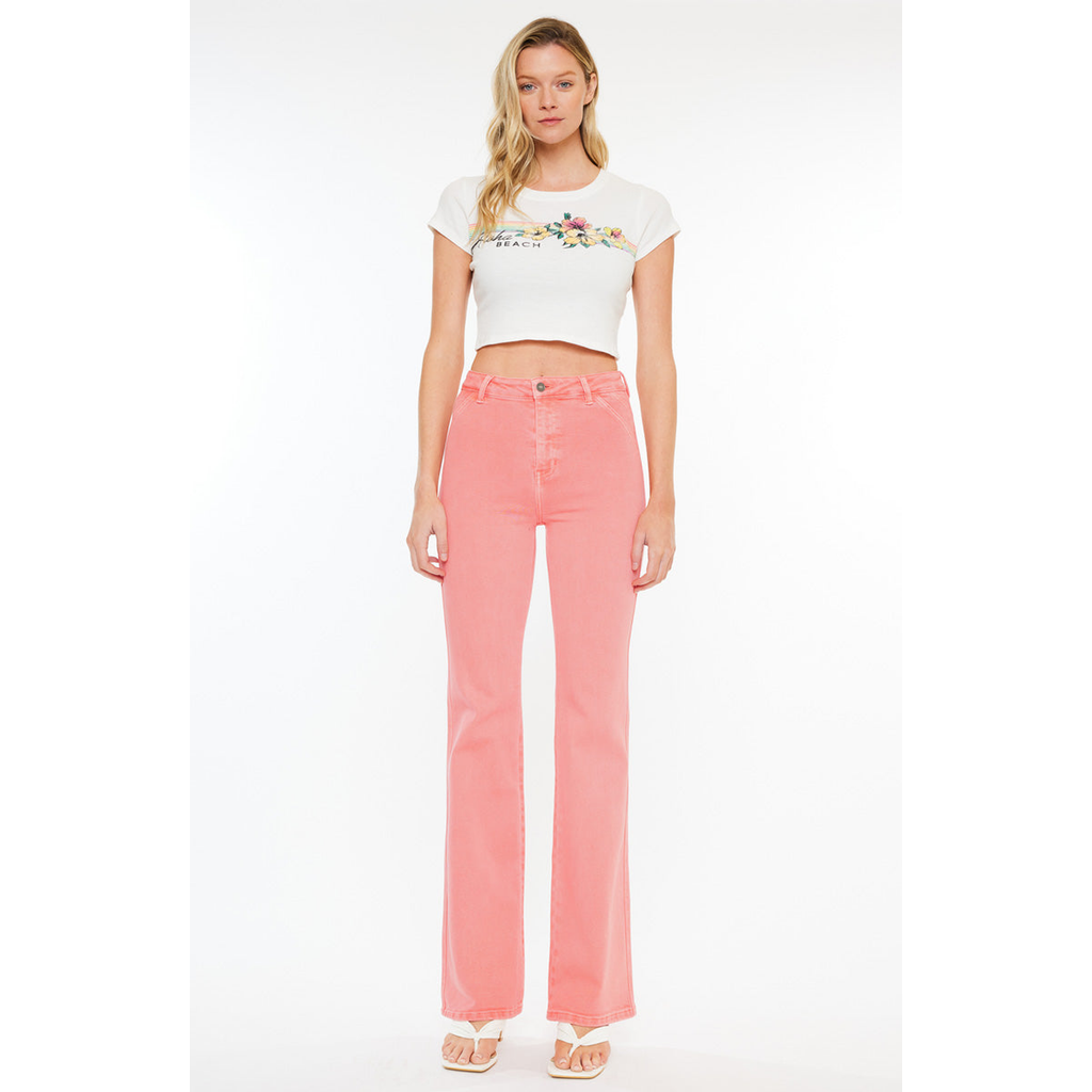 Kancan Misty Ultra High Rise Flare Jeans In Pink