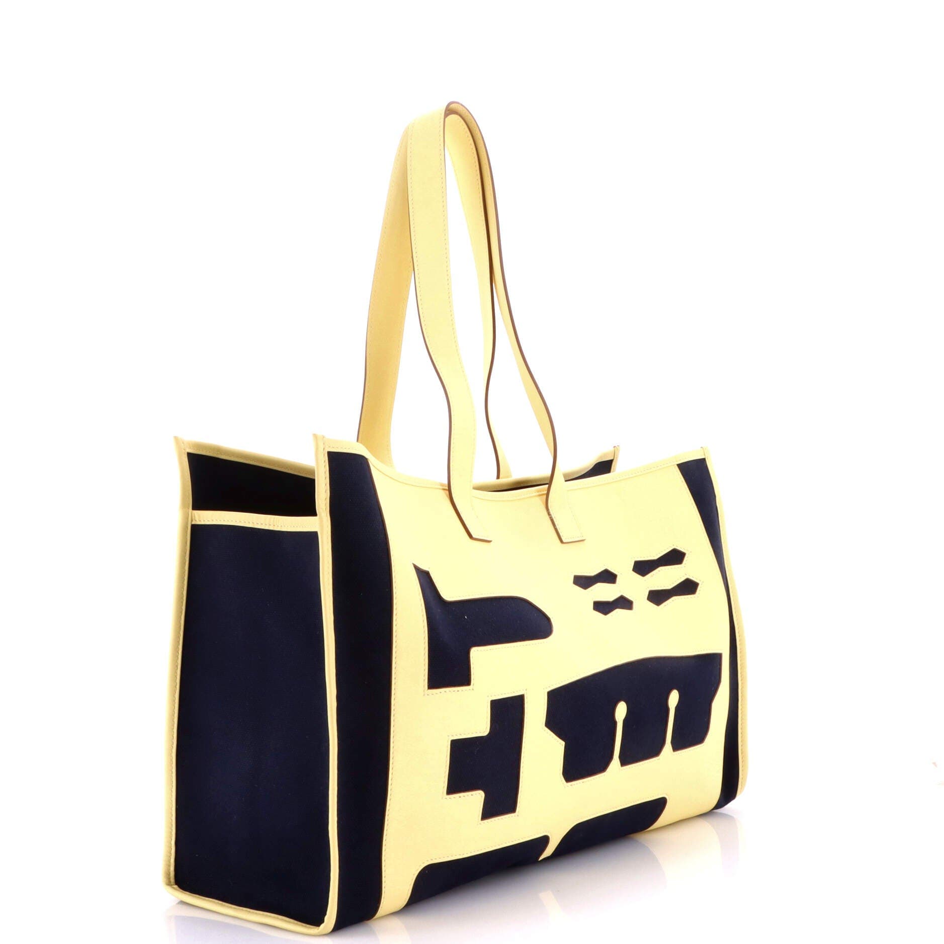 Petit H Skeleton Tote Toile and Leather GM, Alternate, color, Yellow