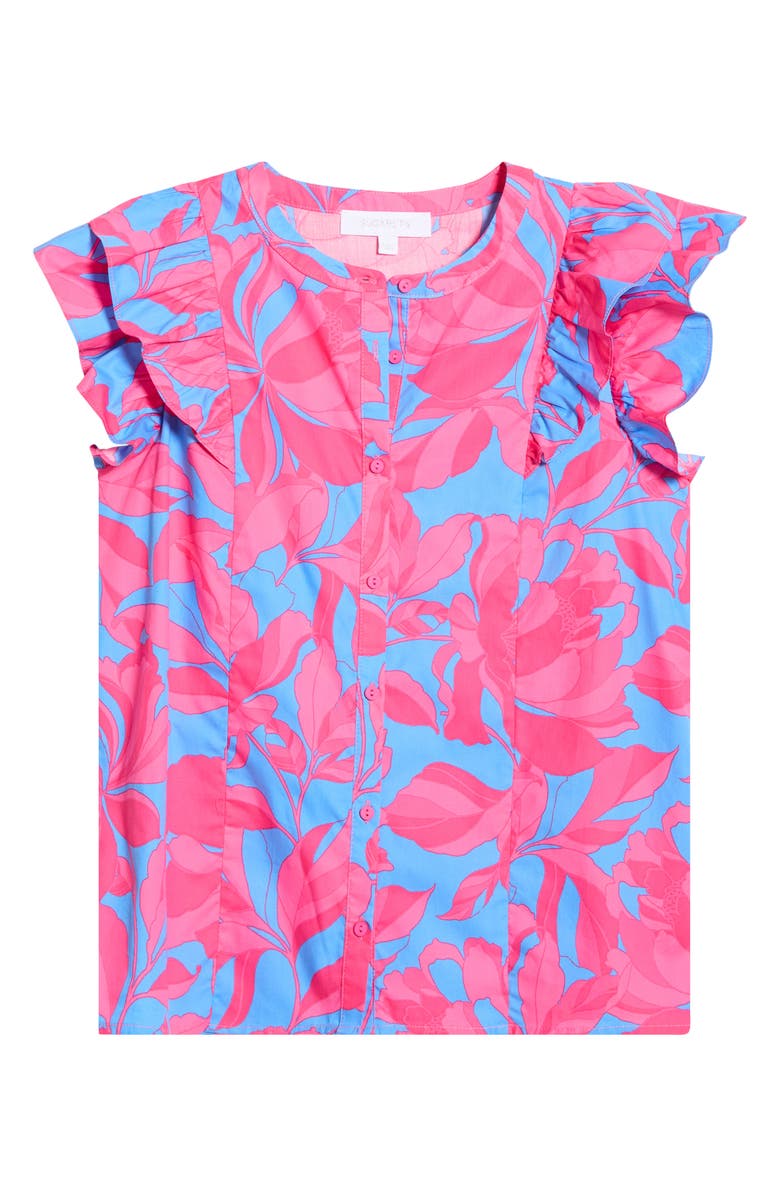 SUGARLIPS Sammi Print Ruffle Top, Alternate, color, Pink-Blue
