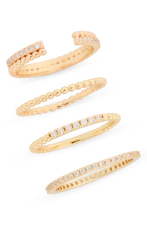 Set of 4 Cubic Zirconia Stackable Rings