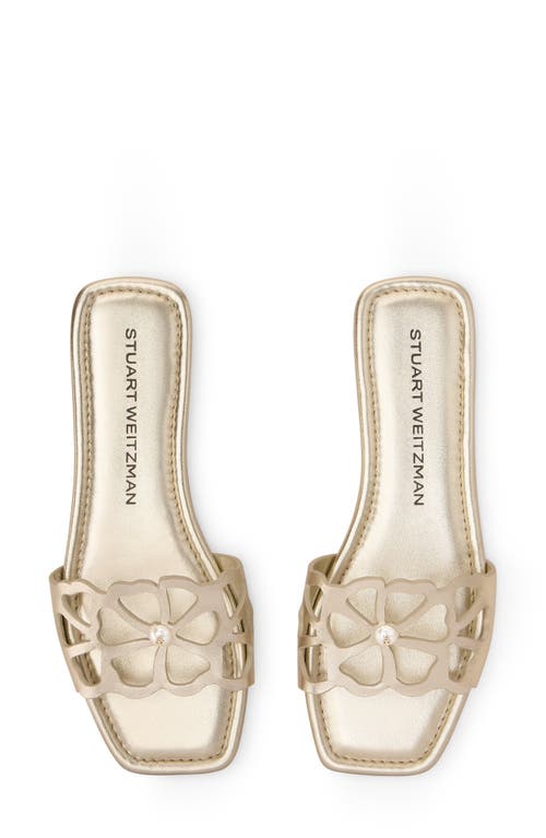 Stuart Weitzman Jasmine Cutout Slide Sandal In Gold