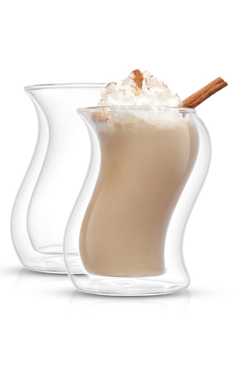 JoyJolt Pivot Double Wall Coffee Glass - Set of 2, Alternate, color, Clear