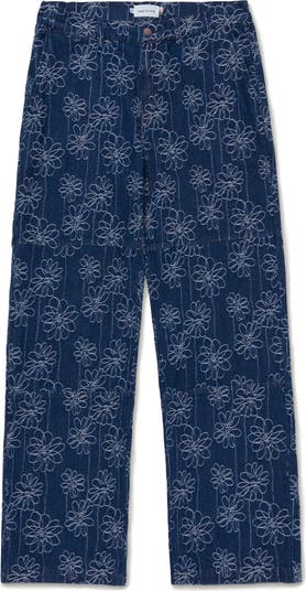 HONOR THE GIFT Floral Jacquard Denim Utility Pants | Nordstrom