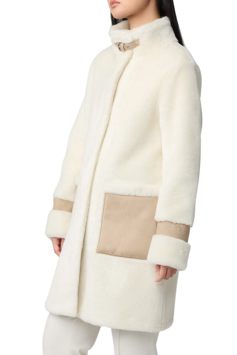 Fiala Faux Fur & Faux Suede Coat, Alternate, color, POWDER