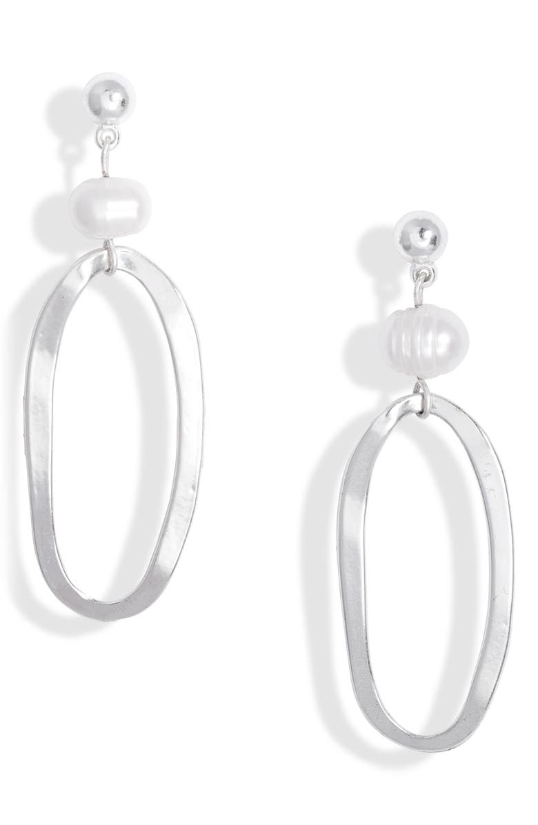 Karine Sultan Freshwater Pearl Oval Drop Earrings, Main, color,