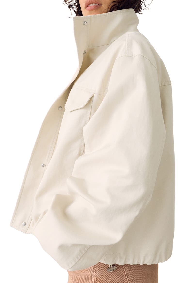 Crop Cotton Blend Twill Utility Jacket, Alternate, color, ECRU IVORY