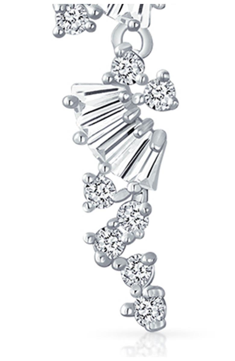 BLING JEWELRY CZ Baguette Waterfall Earrings, Alternate, color, Grey