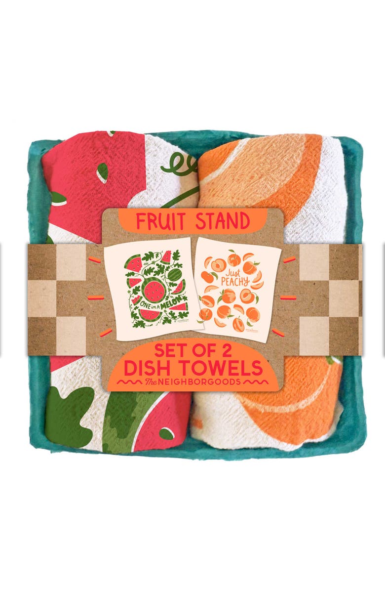 The Neighborgoods Fruit Stand- Dish Towel Set of 2, Main, color, Orange