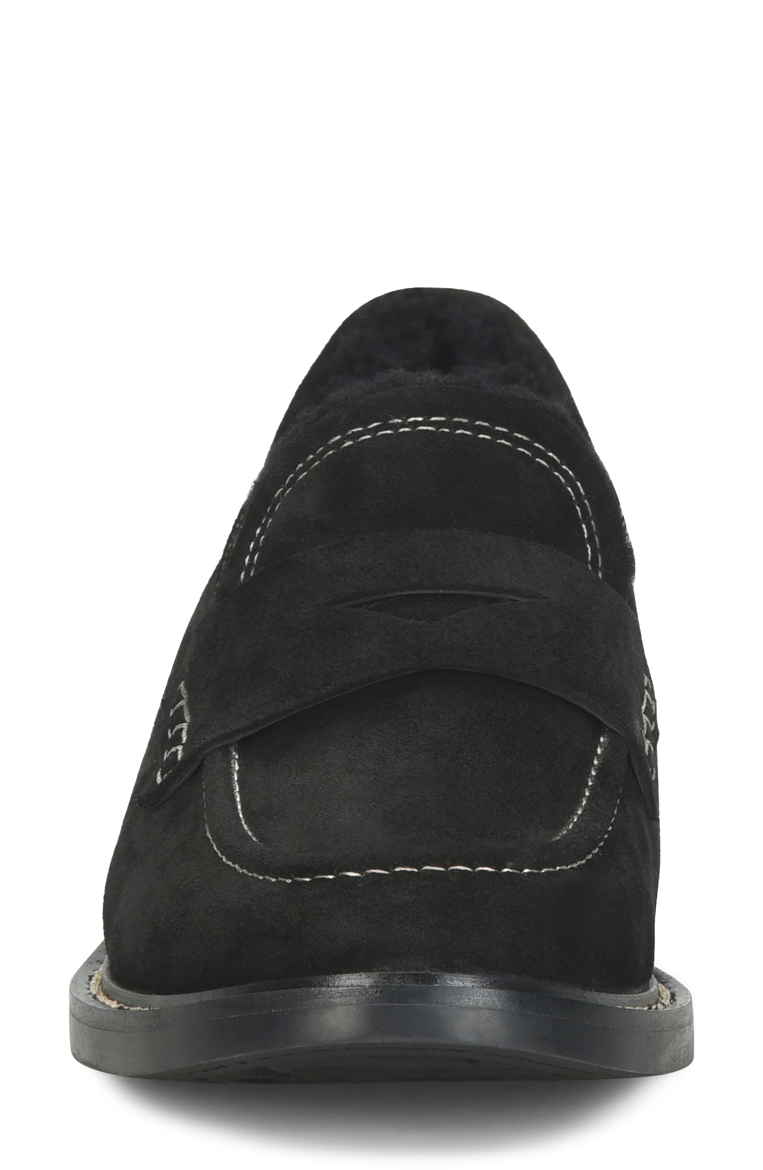 Mara II Genuine Shearling Lined Loafer, Alternate, color, BLACK